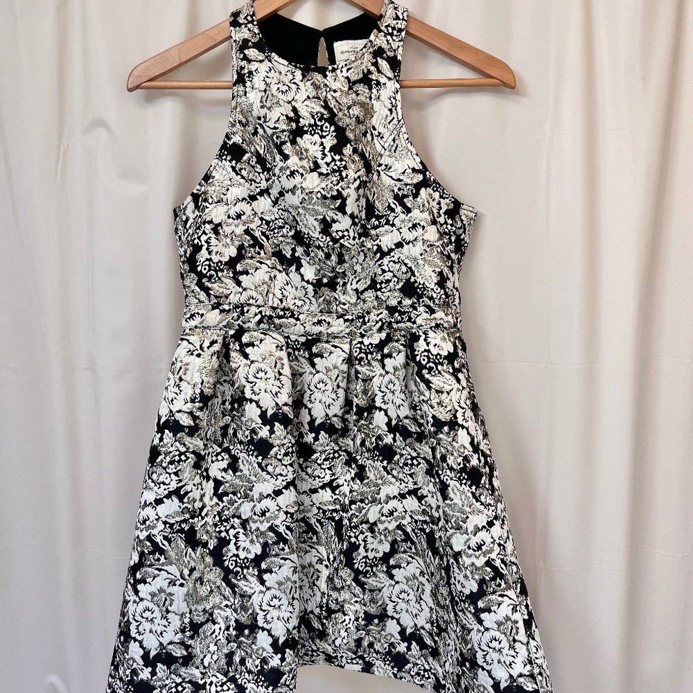 Abercrombie & fitch gold black fit and flare dress